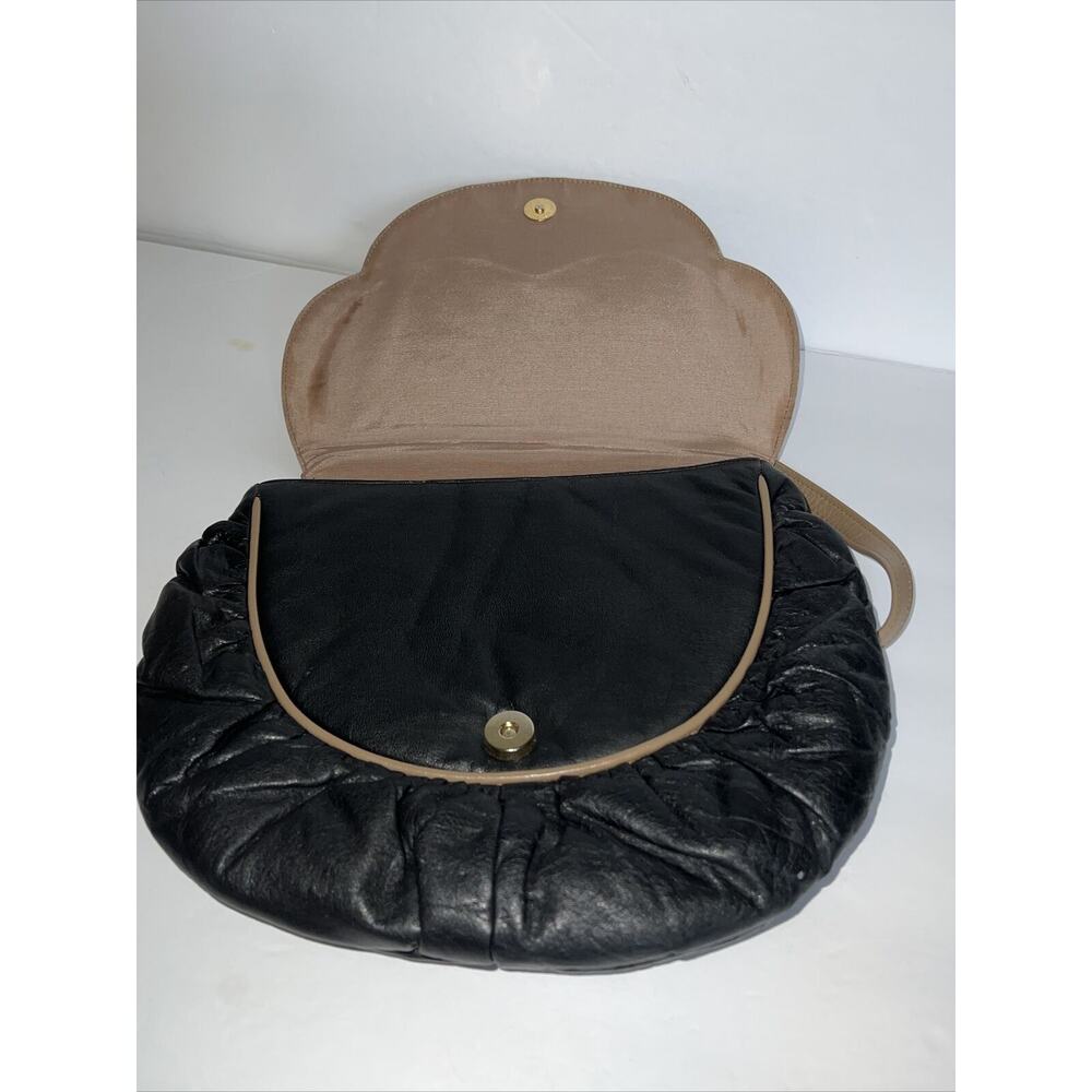 Timmy Woods 1977 Beverly Hills Vintage Black Leather Purse w/Tan Trim - Picture 5 of 8